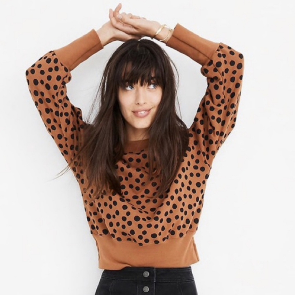 Madewell Pleat Sleeve Dot Sweatshirt